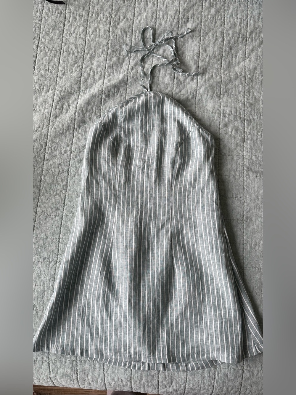Linen striped halter dress